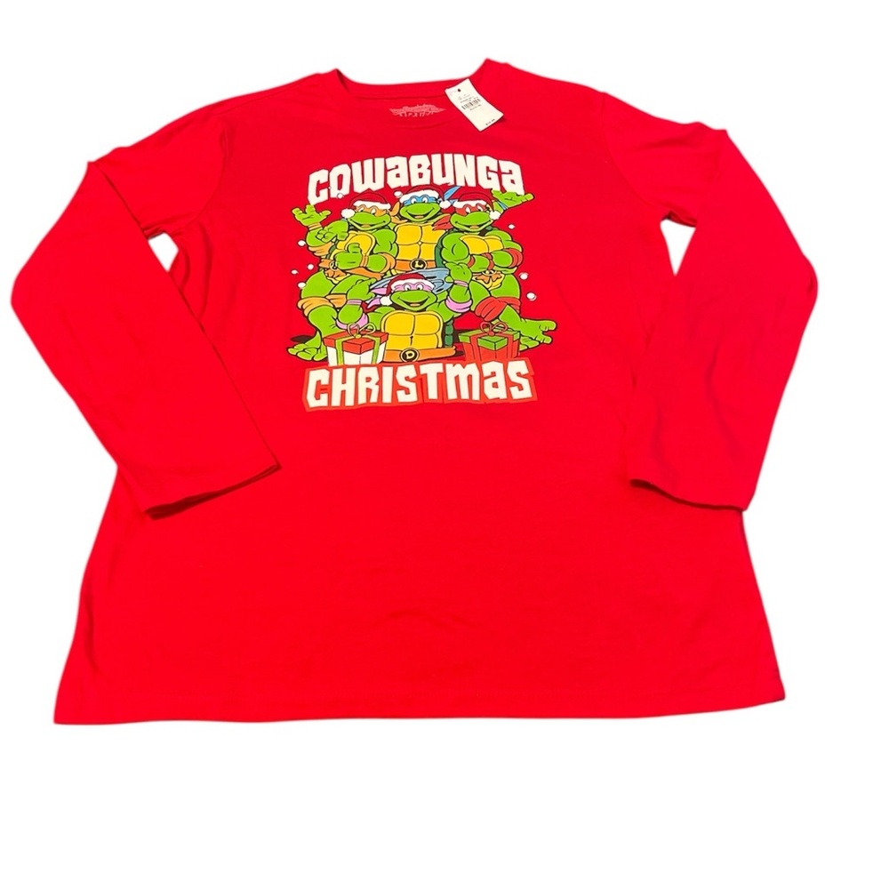 Teenage Mutant Ninja Turtles Cowabunga Christmas Kids Red Shirt